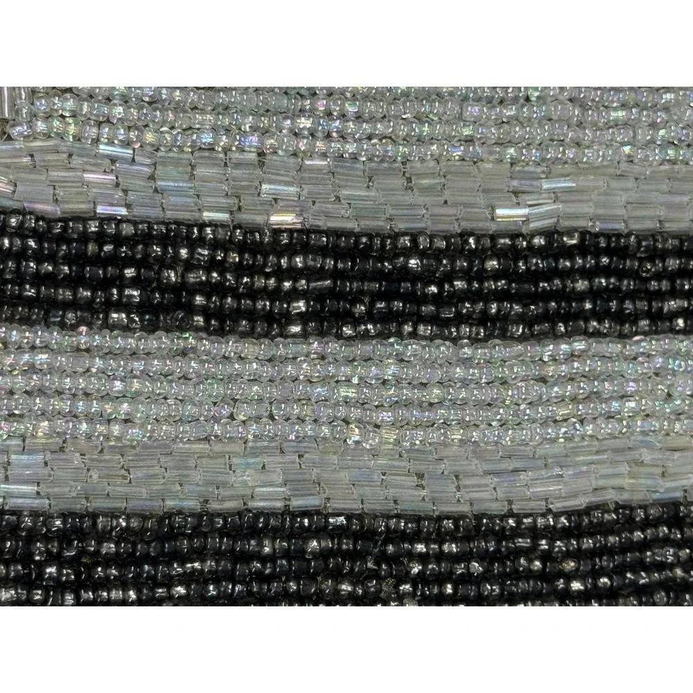 Elle Decor Beaded Throw Pillow Covers Set of 2 Silver Black Square 13.5in Glam
